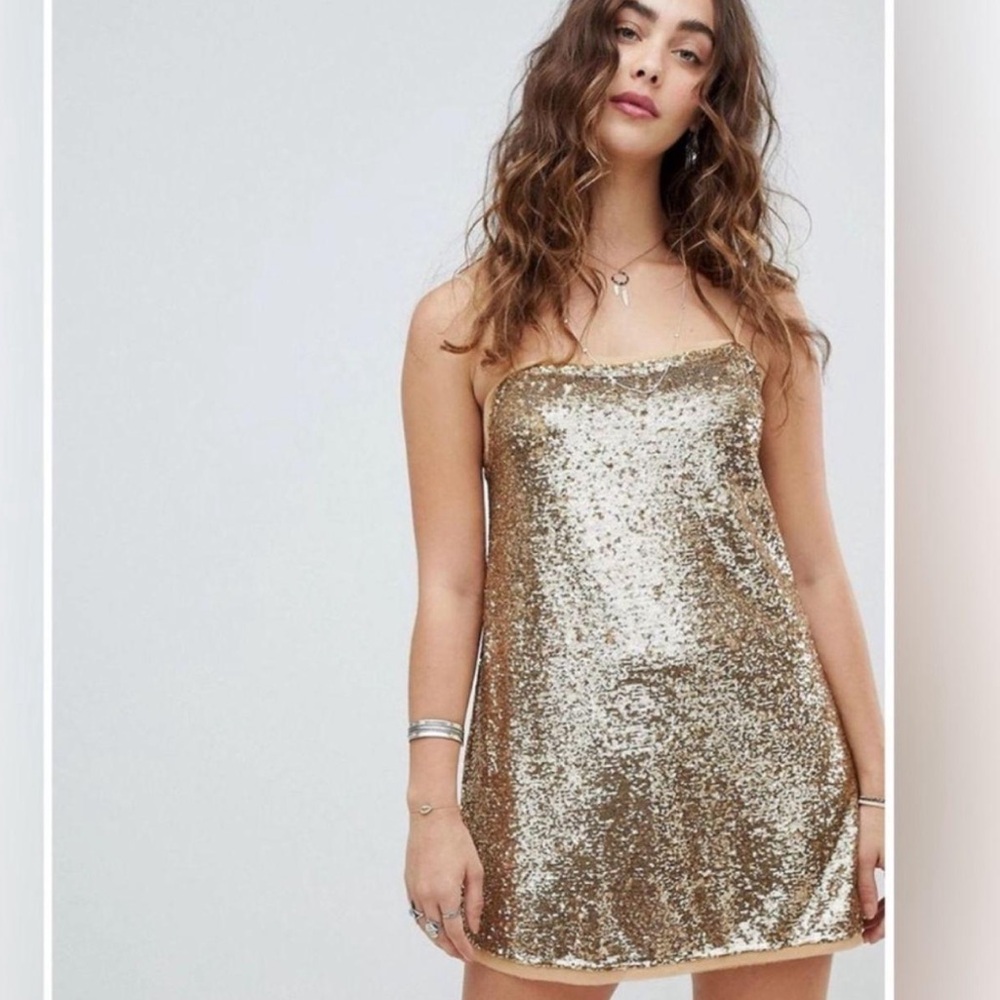 Free People gold sequin dress